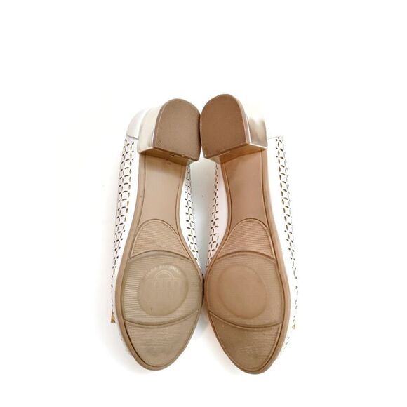 DANA BUCHMAN SHELLEY ICE PEEP TOE PUMP IN IVORY AND GOLD 7.5 M - Picture 11 of 12